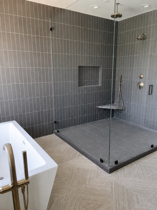 Graphite Stack-Bond Shower in Studio City