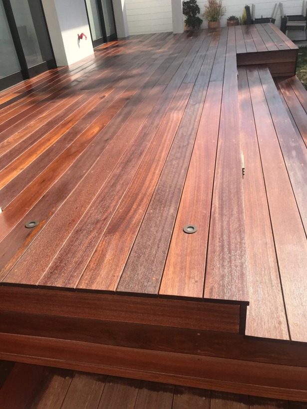 Ipe hardwood deck with integrated steps